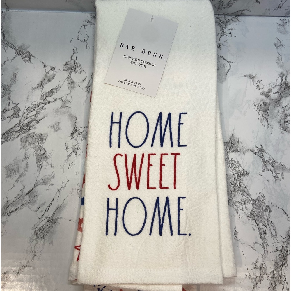 *NEW* July 4th - Rae Dunn set of 2 Patriotic Kitchen Towels “Home Sweet Home”